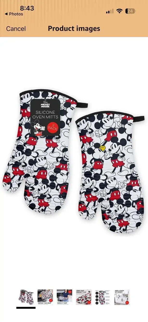Disney Oven Mitts Heat Resistant – Set of 2 Cotton Kitchen Mitts with Silicone